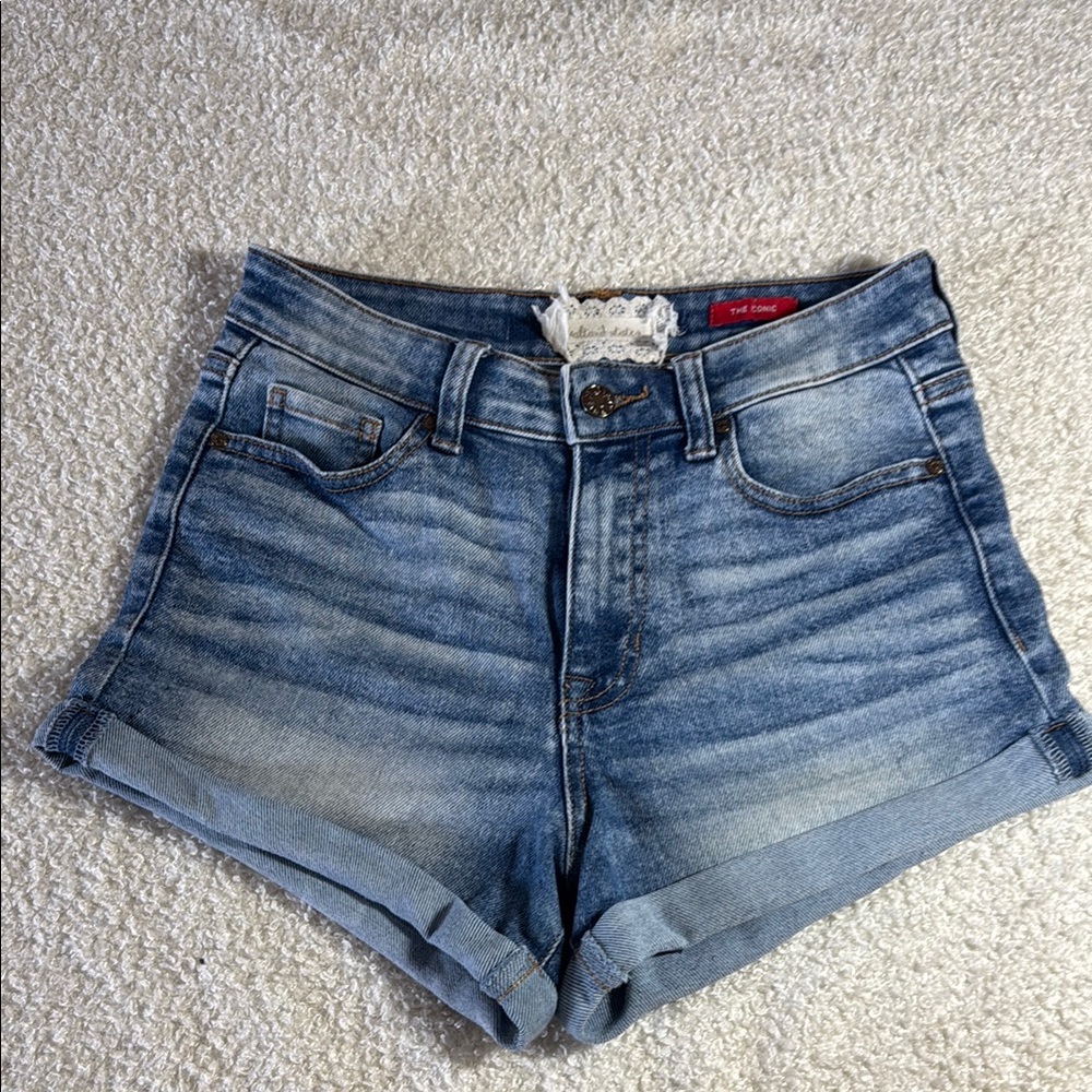 Altar'd State Blue Jean Shorts High-Waisted Cuffed